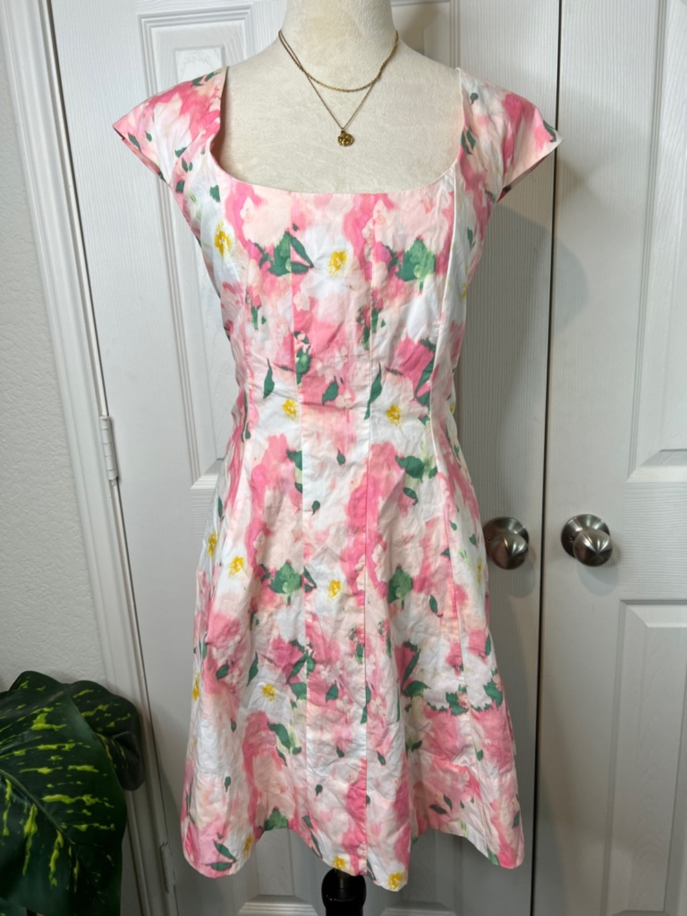 A New Day Pink Floral Fit-and-Flare Dress Size 10